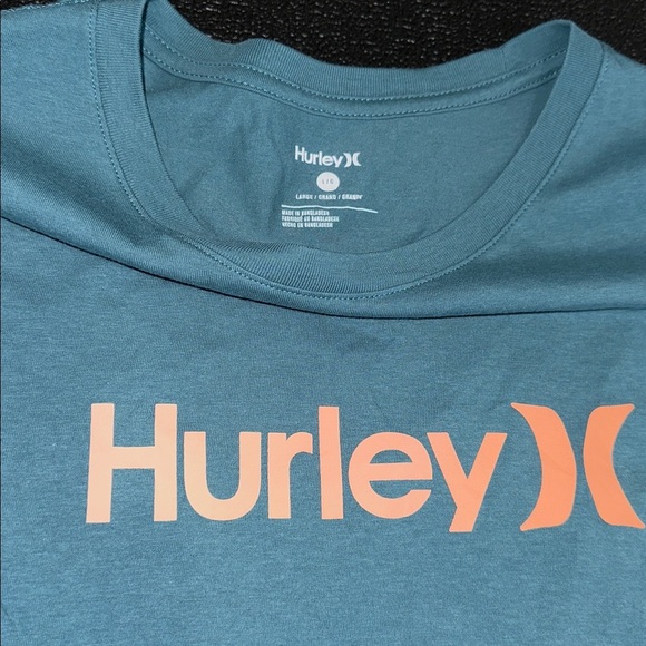 Hurley Men's Blue T-Shirt with Orange Logo size Large - Picture 4 of 7